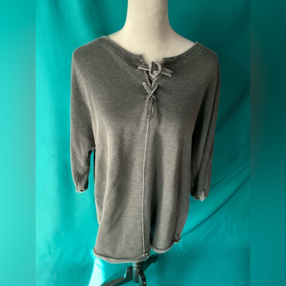 JAG women’s Charcoal Lace-Up Sweater-Sweatshirt, size XL, EUC